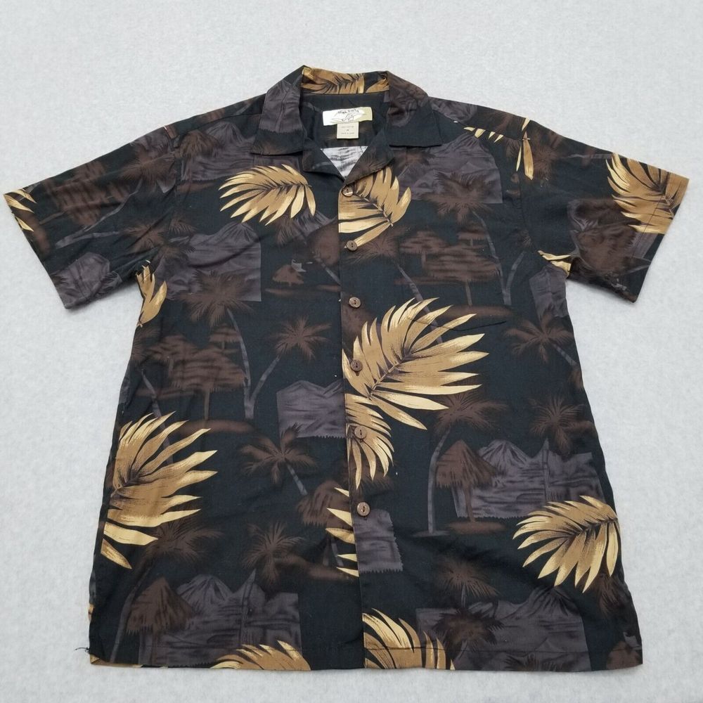 High Surf Hawaiian Shirt Mens Medium‎ Button Up Pocket Short Sleeve Palms
